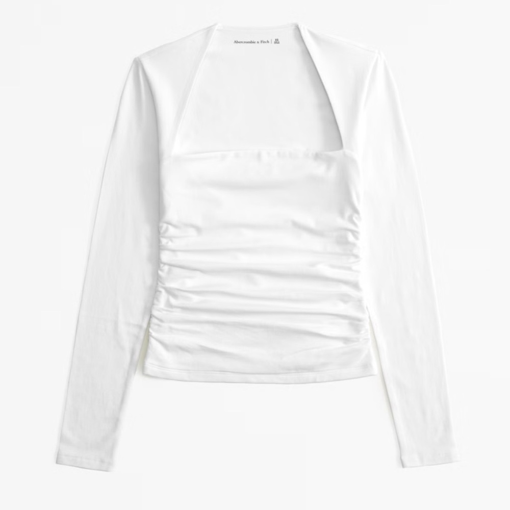 A+F| Ivory Long Sleeve Square Neck Ruched Ava top NWOT